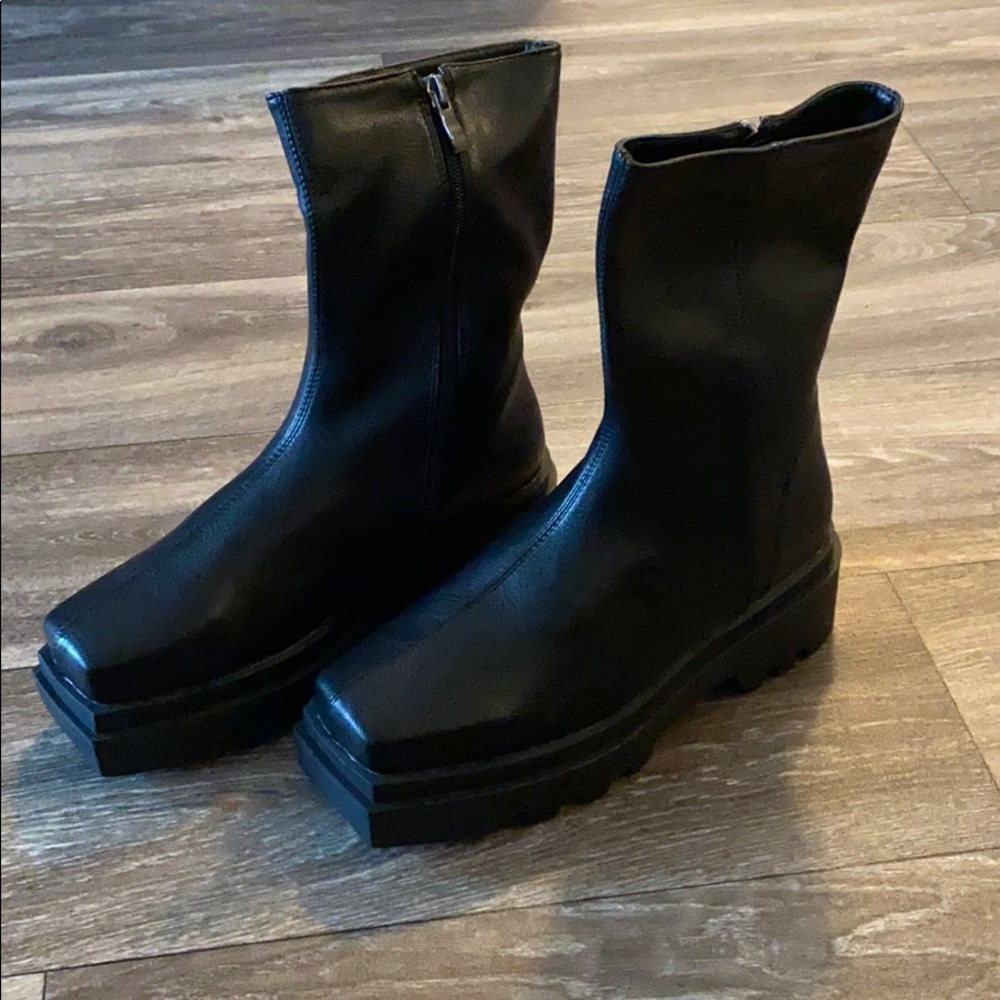 Never worn. Square toe chunky ankle boots